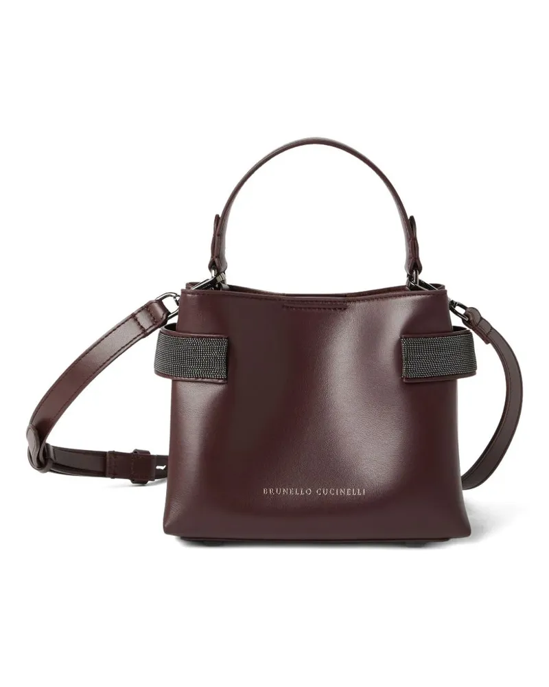 Brunello Cucinelli Essence kleine Lederhandtasche Bordeaux