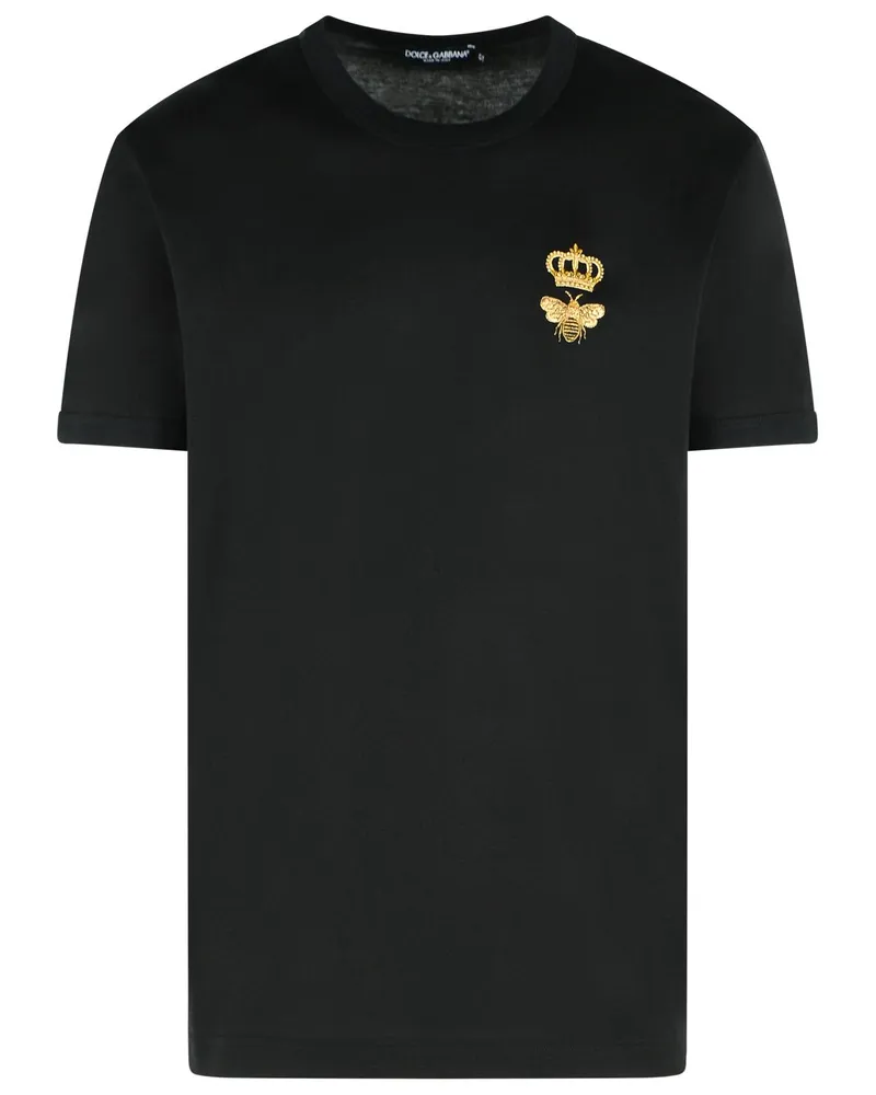 Dolce & Gabbana Schwarzes T-Shirt aus Viskosemischung Black