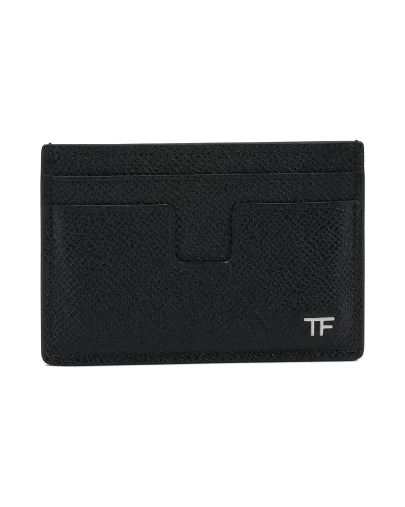 Tom Ford Kartenetui aus klein genarbtem Leder Black