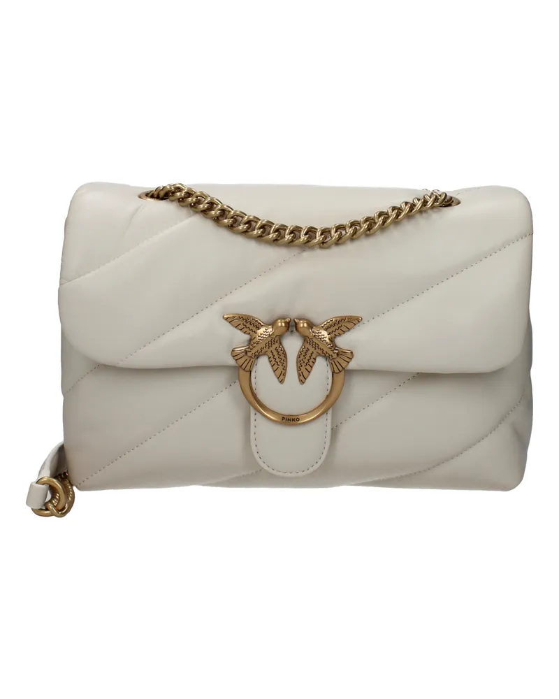 Pinko Umhängetasche Love Puff Damens Weißes Leder/Seide -