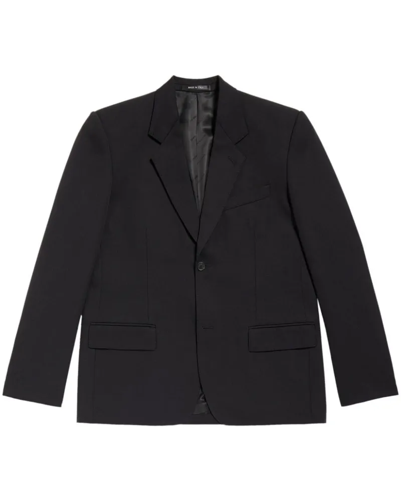 Balenciaga Wolle Single Breasted Blazerjacke Schwarz