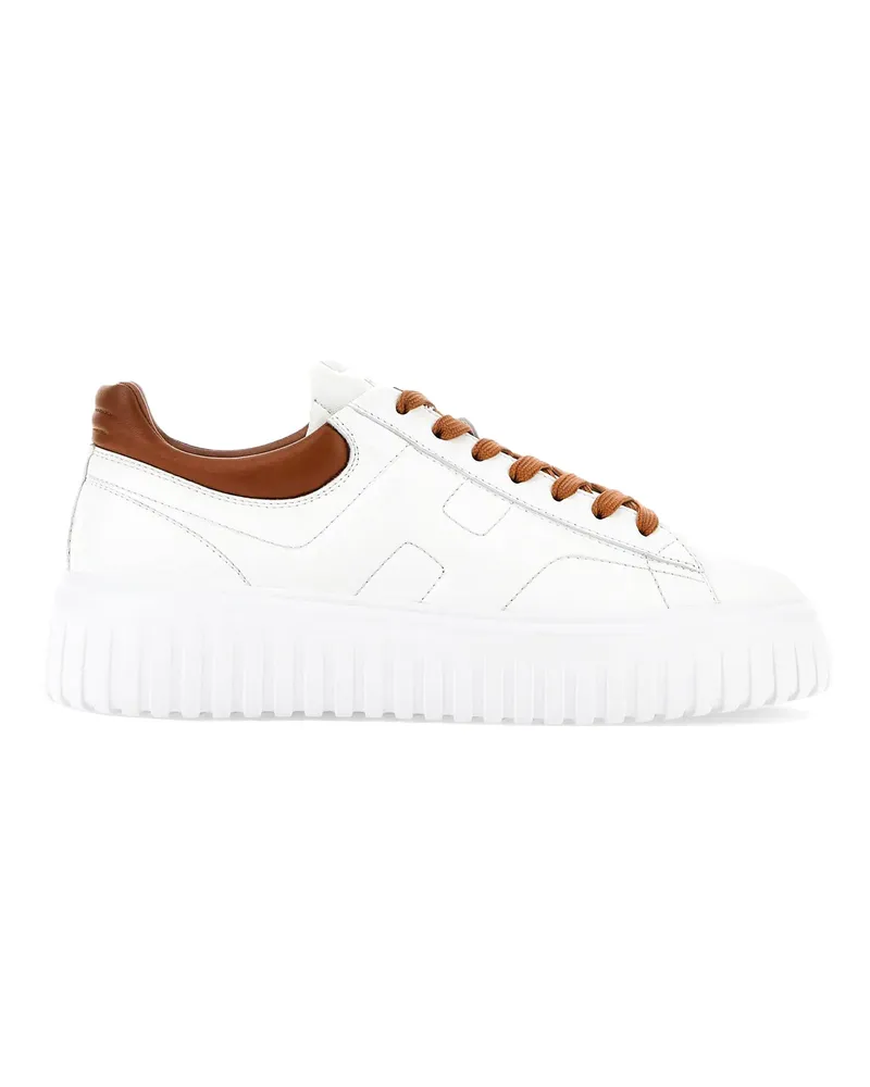Hogan Sneakers H Stripes Bianca/Marrone B001(bianco)+s003(cuoio