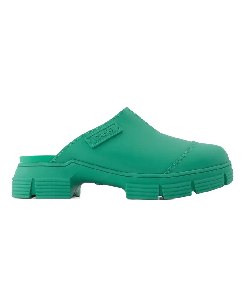 Ganni Grün recycelte Gummi -Retro -Maultiere Green