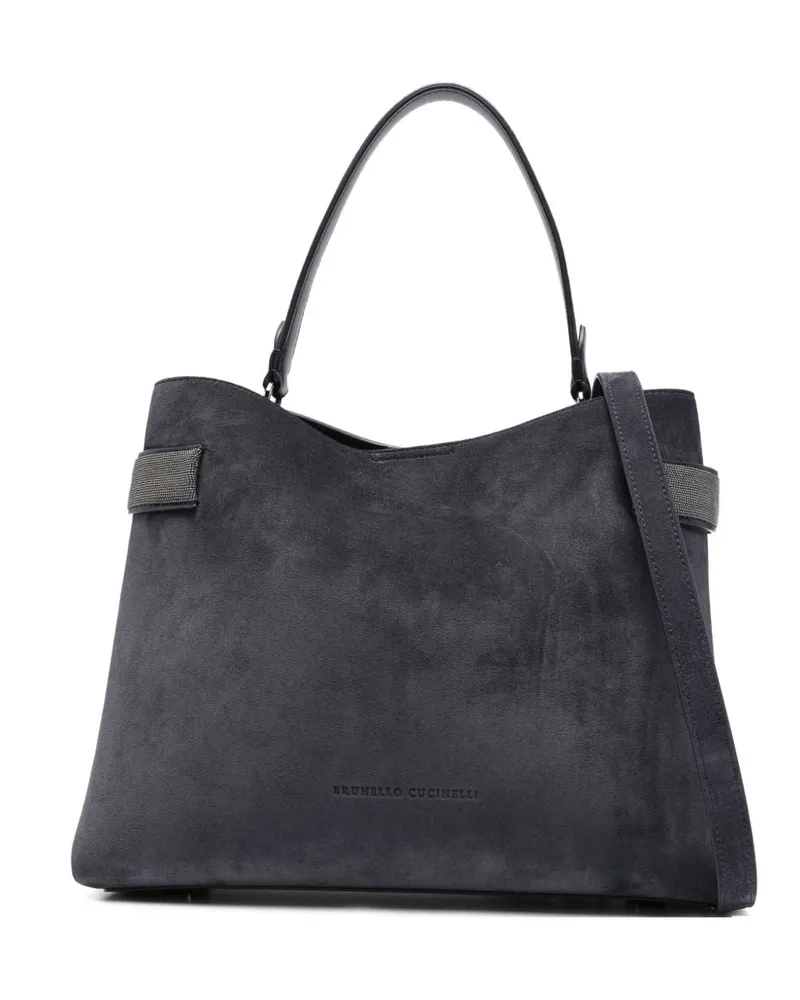 Brunello Cucinelli Wildleder Handtasche Leder Blue