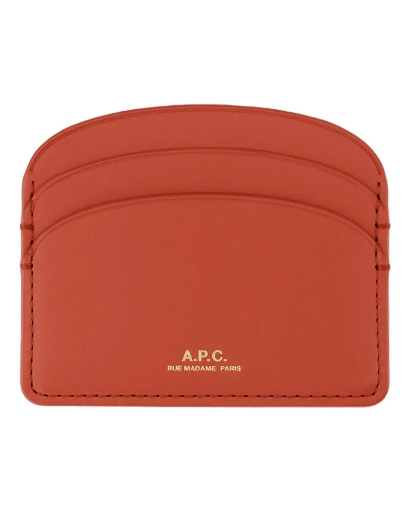 A.P.C. Demi Lune Card Holder  Lederrot Rot