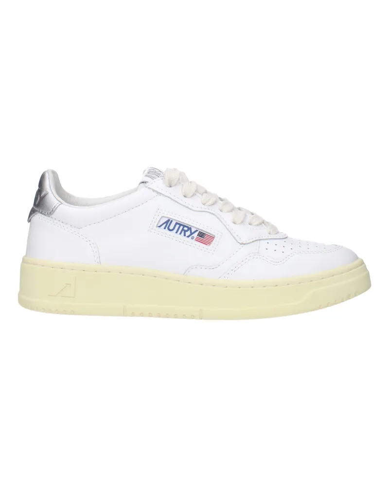 AUTRY Frauen's Weiße/silberne Ledersneaker -