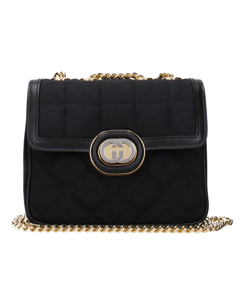 Gucci Damens Schwarze Umhängetaschen aus Dekostoff -