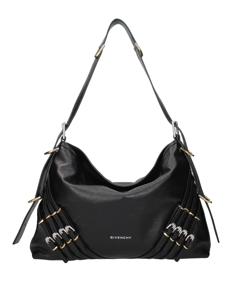 Givenchy Damens Voyou Umhängetasche aus schwarzem Leder -