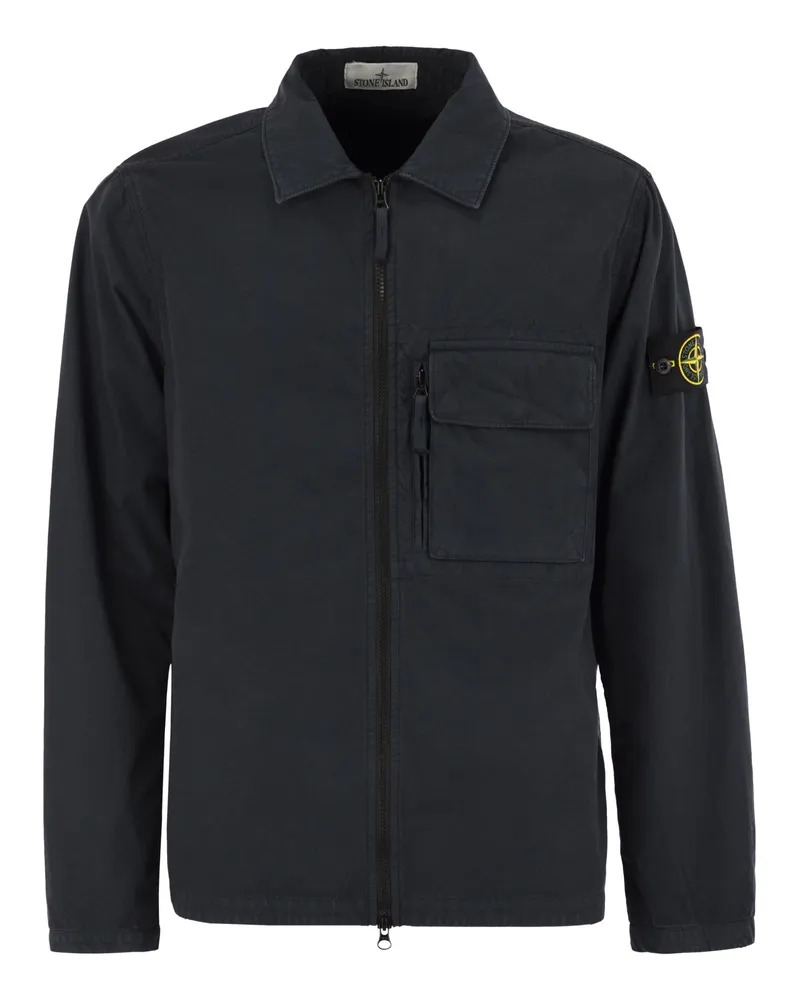 Stone Island Comfortable Overshirt With Overlapping Pockets On The Chest Navy
