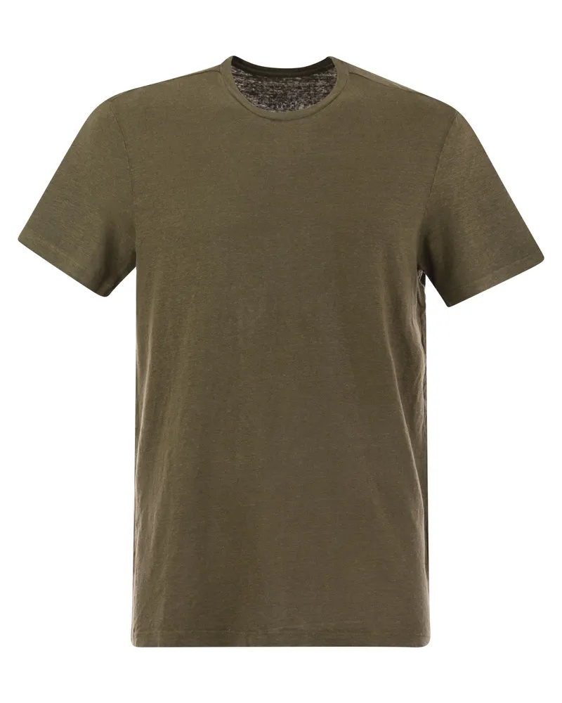 Majestic Crew Neck Leinen T -Shirt Military