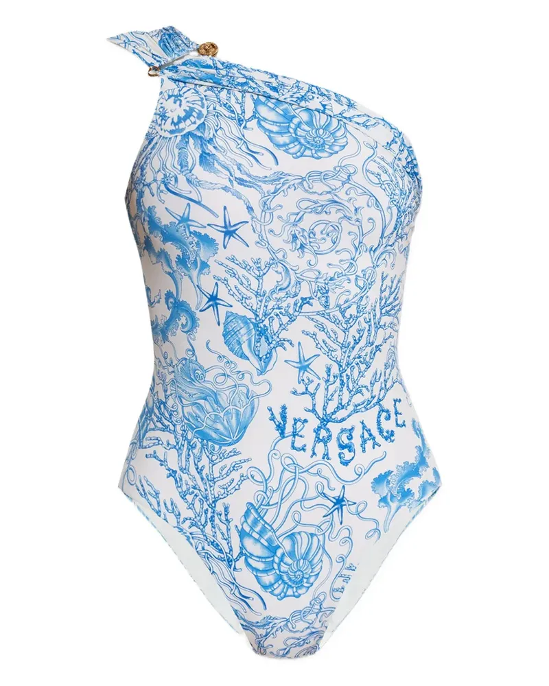 Versace One Schulter Badeanzug Eggshell+bright