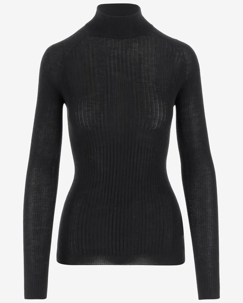 Sa Su Phi Cashmere und Seidenrippenstrickpullover Black