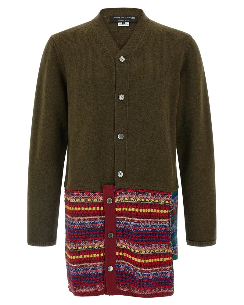 Comme des Garçons Jacquard Insert Cardigan Green