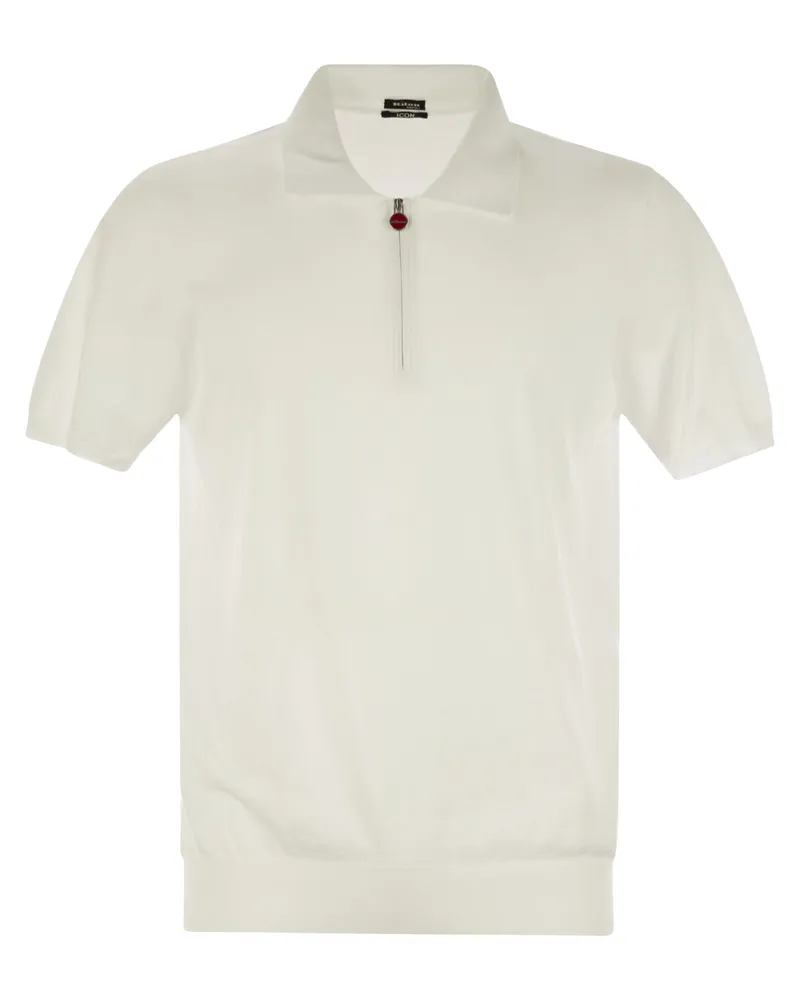 Kiton Kurzärmel -Polo -Reißverschluss White