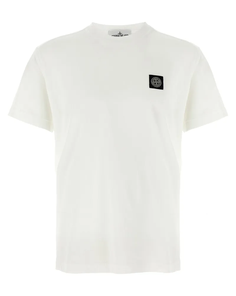 Stone Island T-Shirt mit -Logo-Patch White