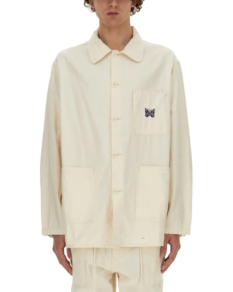 NEEDLES Nadeln Baumwollhemd White