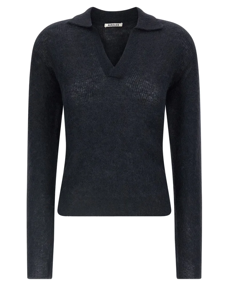 AURALEE Tam-Garn-Poloshirt Blue
