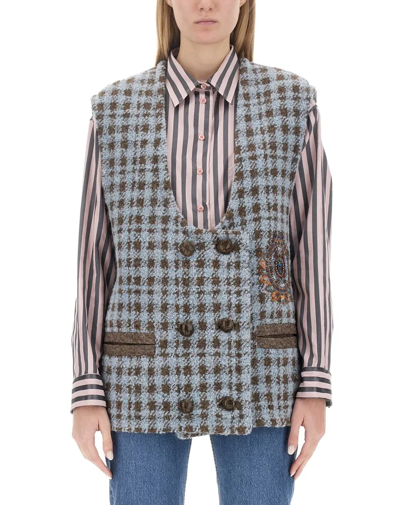Etro Houndstooth über Weste Multicolour