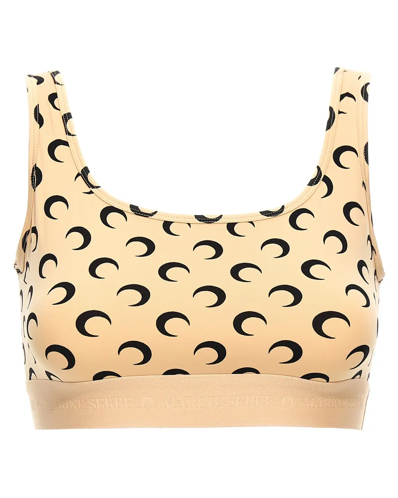 Marine Serre Moon Printed Jersey' beschnittene Oberseite Beige