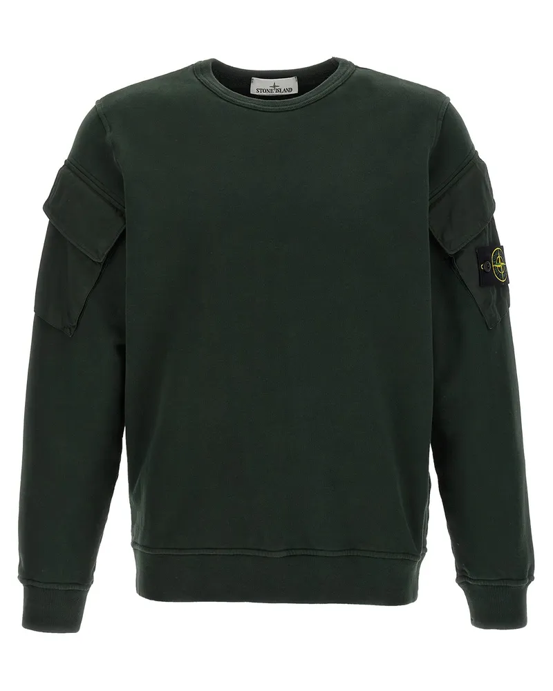 Stone Island Logo Abzeichen Sweatshirt Green