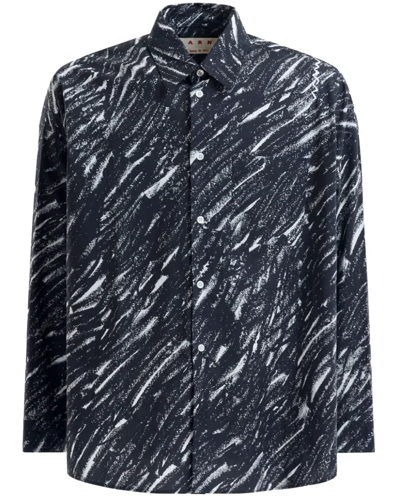 Marni gedrucktes Baumwollhemd Grey