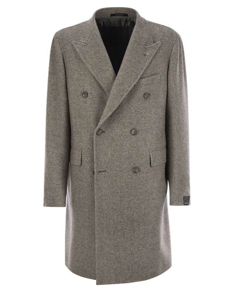 Tagliatore Fischgrätenmantel in Virgin Wolle und Kaschmir Grey