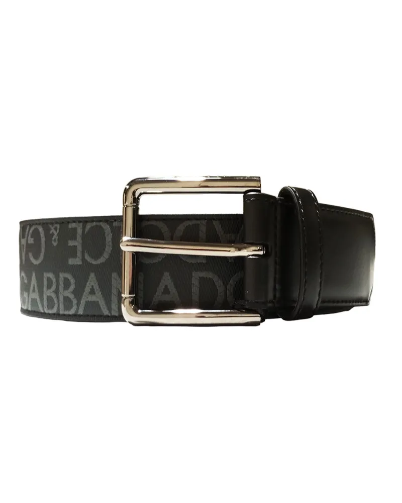 Dolce & Gabbana Gürtel mit mit Logo bestickter Schnalle Black
