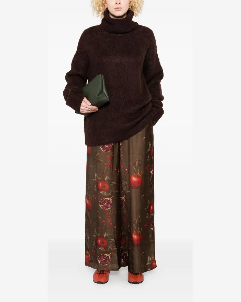 Uma Wang druckte Weitbeinhosen Brown