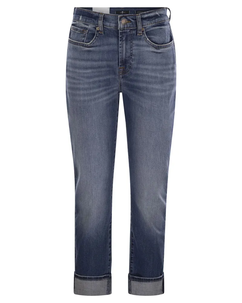 7 for all mankind 7 Für alle Menschheit entspannte dünne, groovige mittlere Taillenfreundjeans Denim