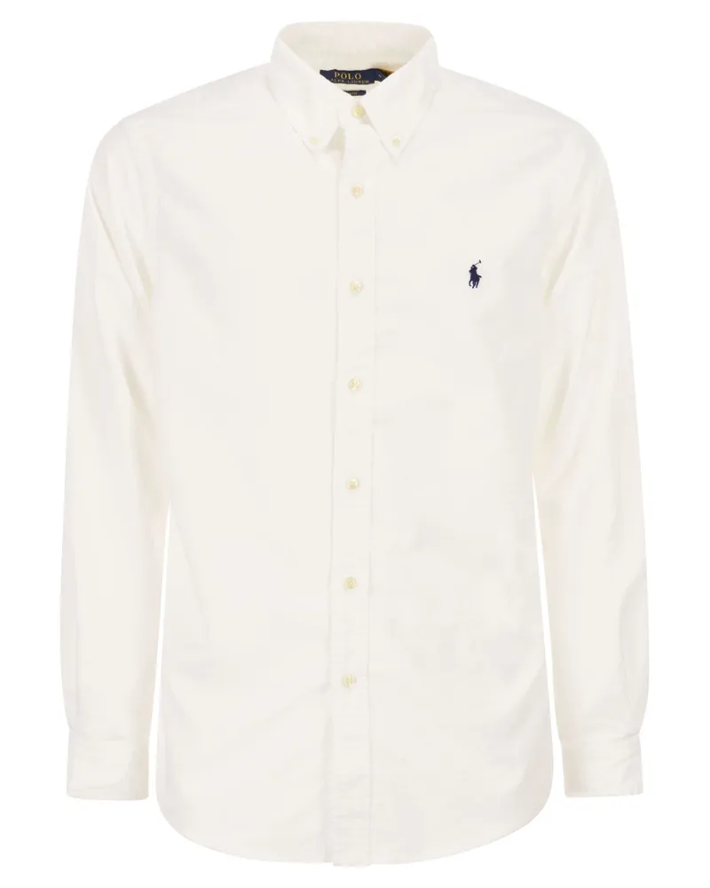 Ralph Lauren Custom Fit Stückgefärbtes Oxford-Hemd White