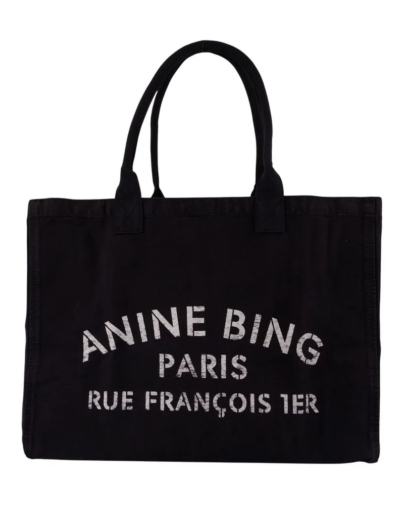 Anine Bing Leo Shopper Bag  Baumwollschwarz Schwarz