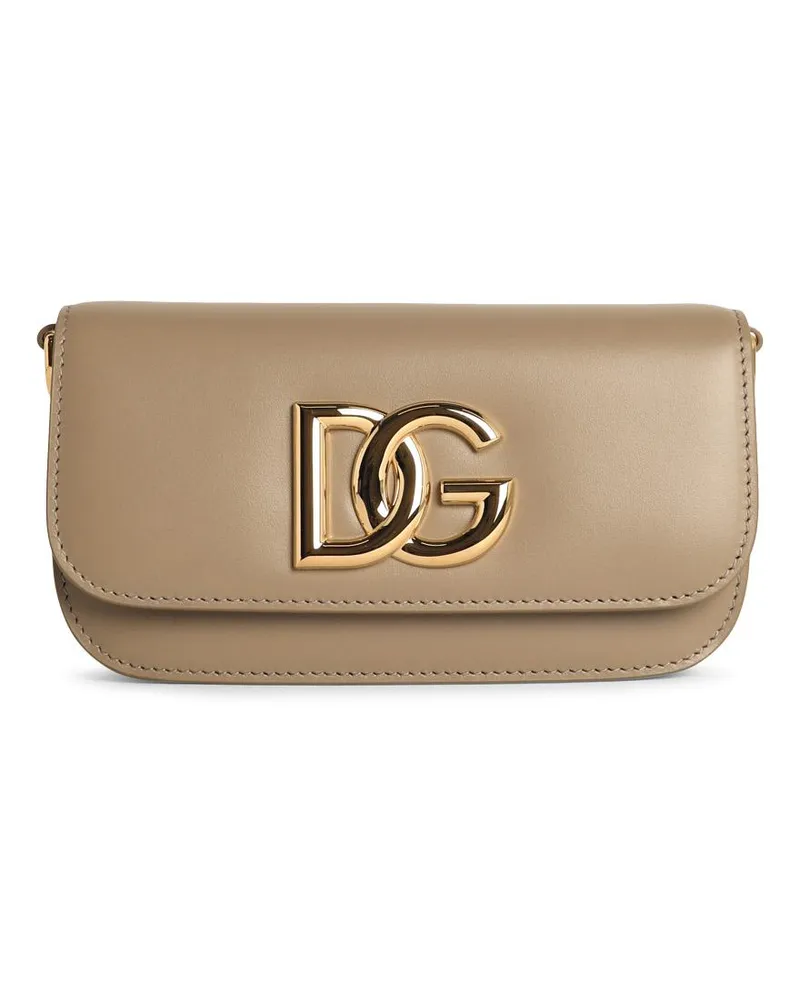 Dolce & Gabbana 3.5' Lear 'Taupe' Crossbody -Tasche Beige