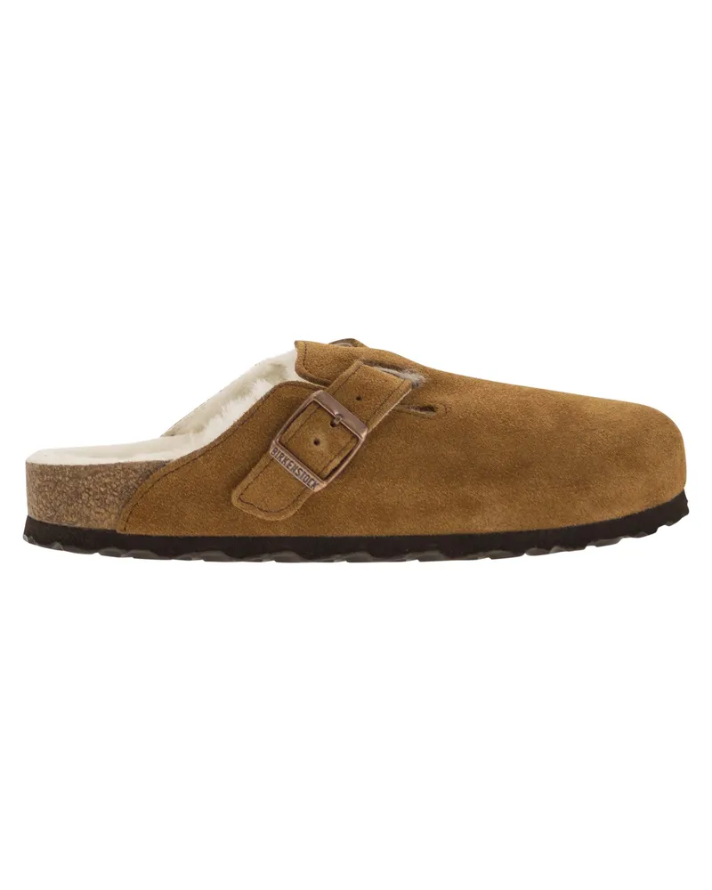 Birkenstock Boston Sabot mit Pelzfutter Camel