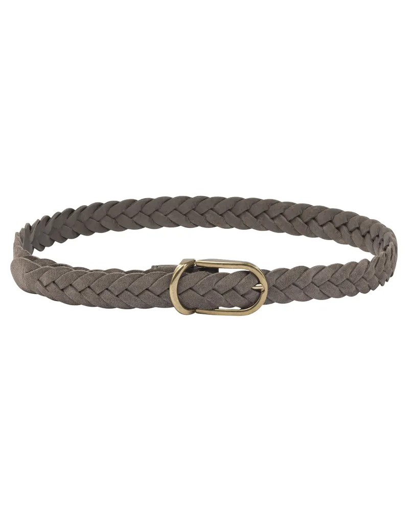 Brunello Cucinelli Wildleder-Webgürtel Brown