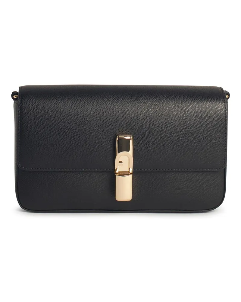 Furla Iride' kleiner schwarzer Lear -Crossbody -Tasche Black