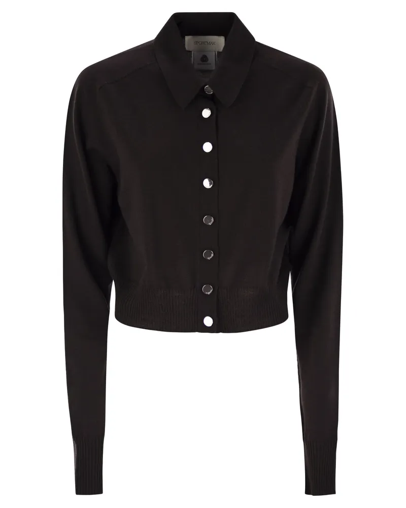 SPORTMAX Perseo Woll -Strickjacke Dark