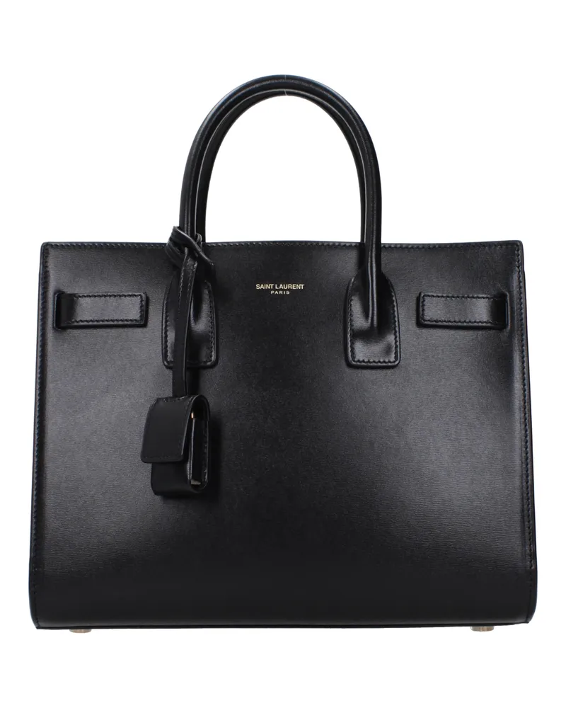 Saint Laurent Damens Sac De Jour Handtasche aus schwarzem Leder -
