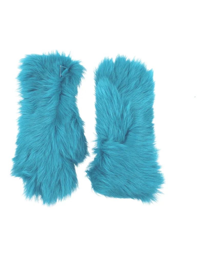 Bottega Veneta Tuscany Handschuhe Damen Fell Blau/Türkis -