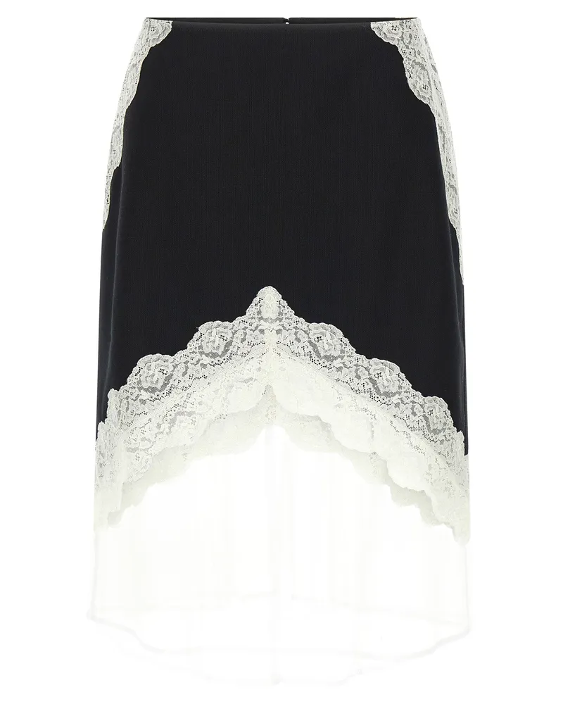 Jil Sander Organza Spitzenwolle Rock White