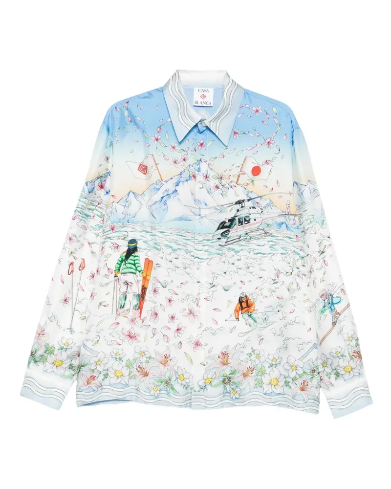 Casablanca Paris Langarmiertes Grafikdruck T -Shirt Multicolor