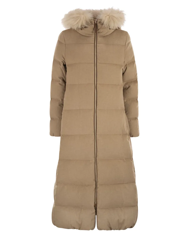 Herno Long Cashmere und Seidenmantel Camel