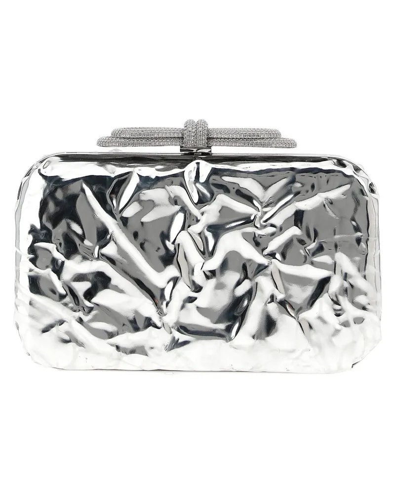 Mach & Mach Double Bug Wrapped Mirror' Clutch Silver