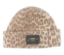 Grafik Leopard Beanie  Wolle gedruckt