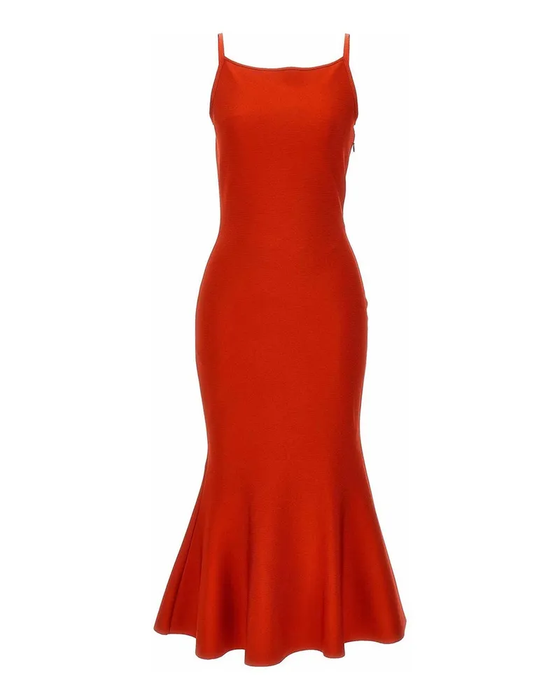 Alexander McQueen Flared Strick Kleid Red