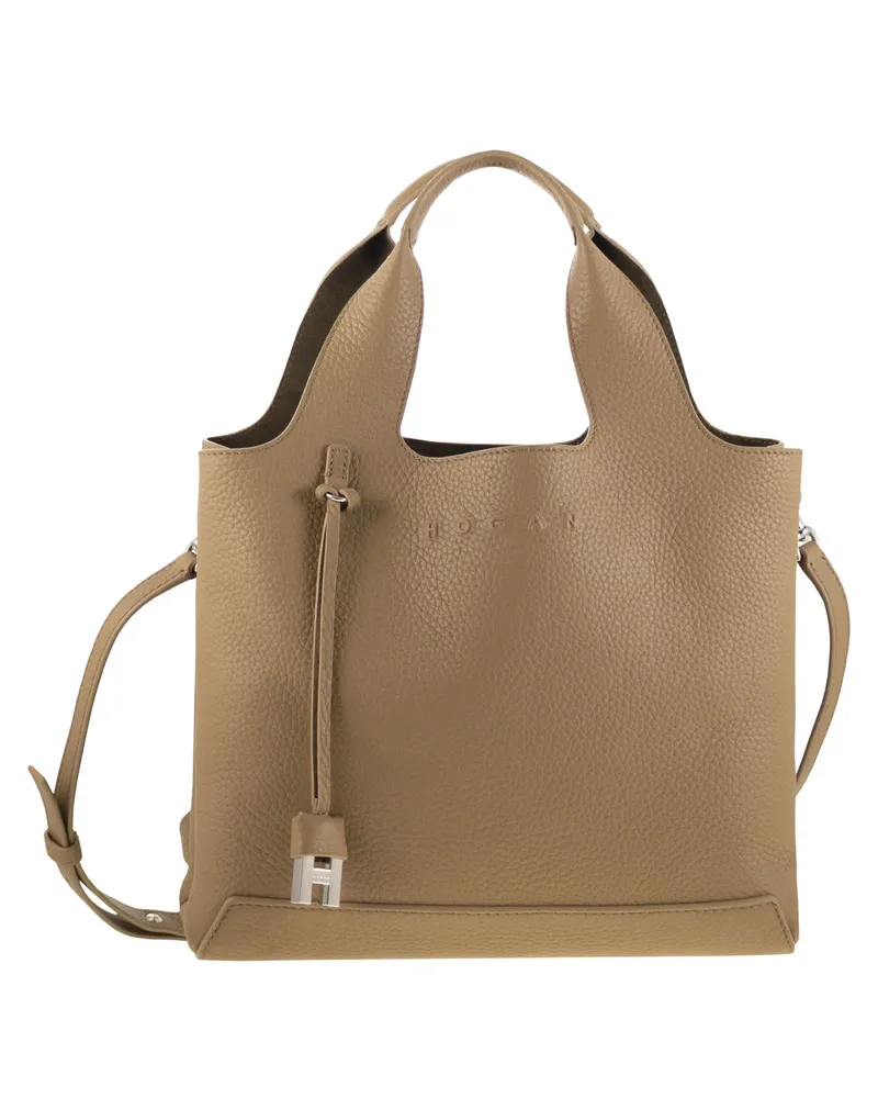 Hogan Einkaufstasche in strukturiertem Leder Beige