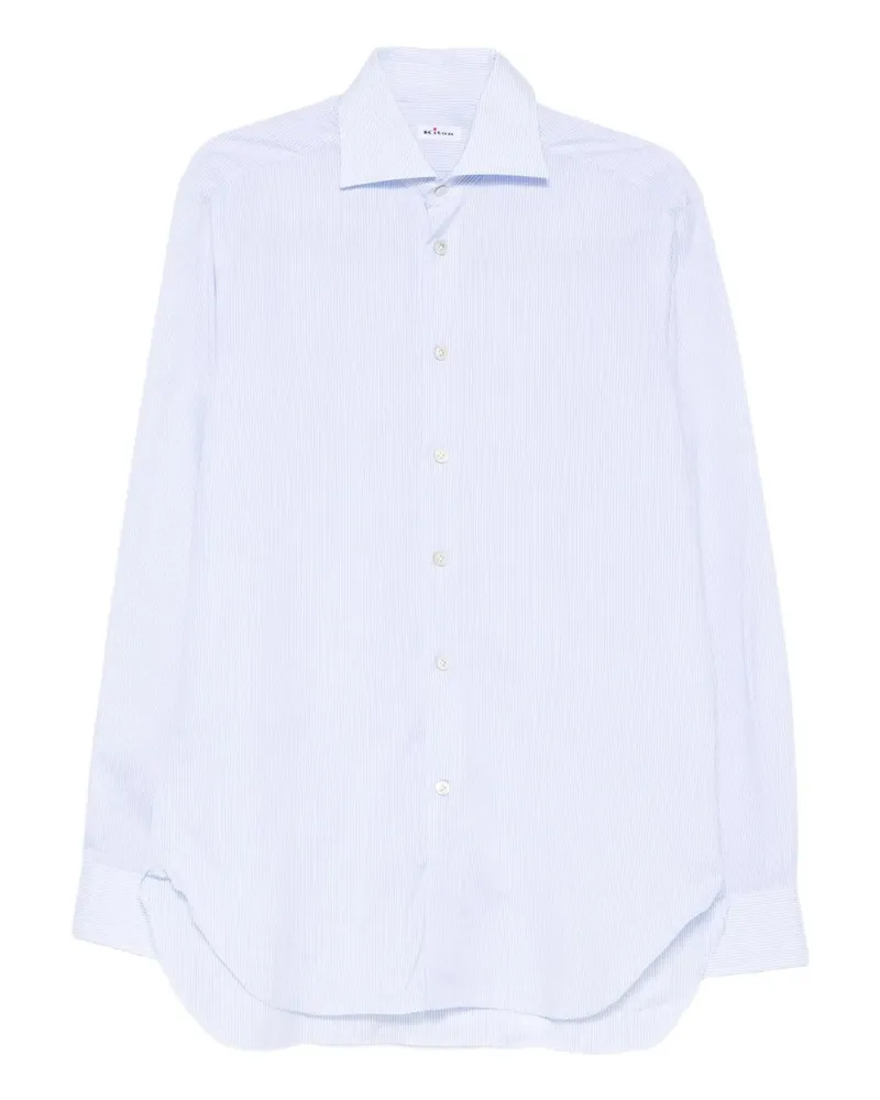 Kiton gestreiftes Baumwollhemd Celeste
