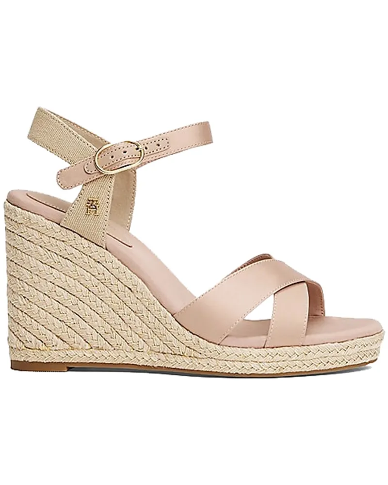Tommy Hilfiger Satin Espadrillas Sandalen mit Plateau Nude