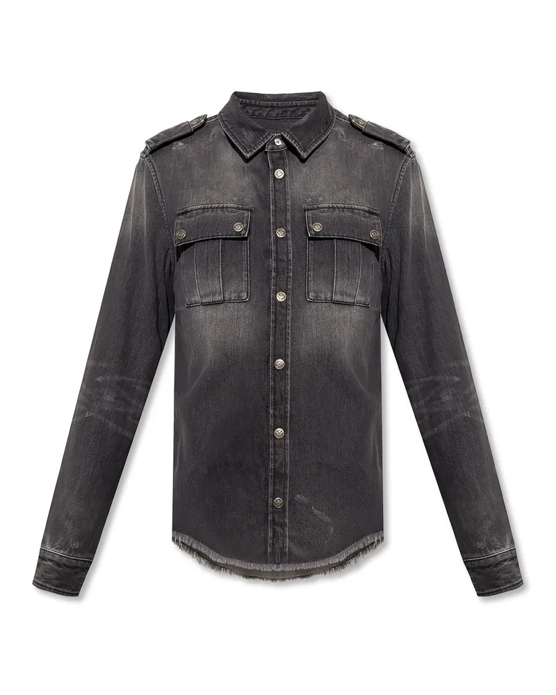 Balmain Cotton Denim -Hemd Schwarz