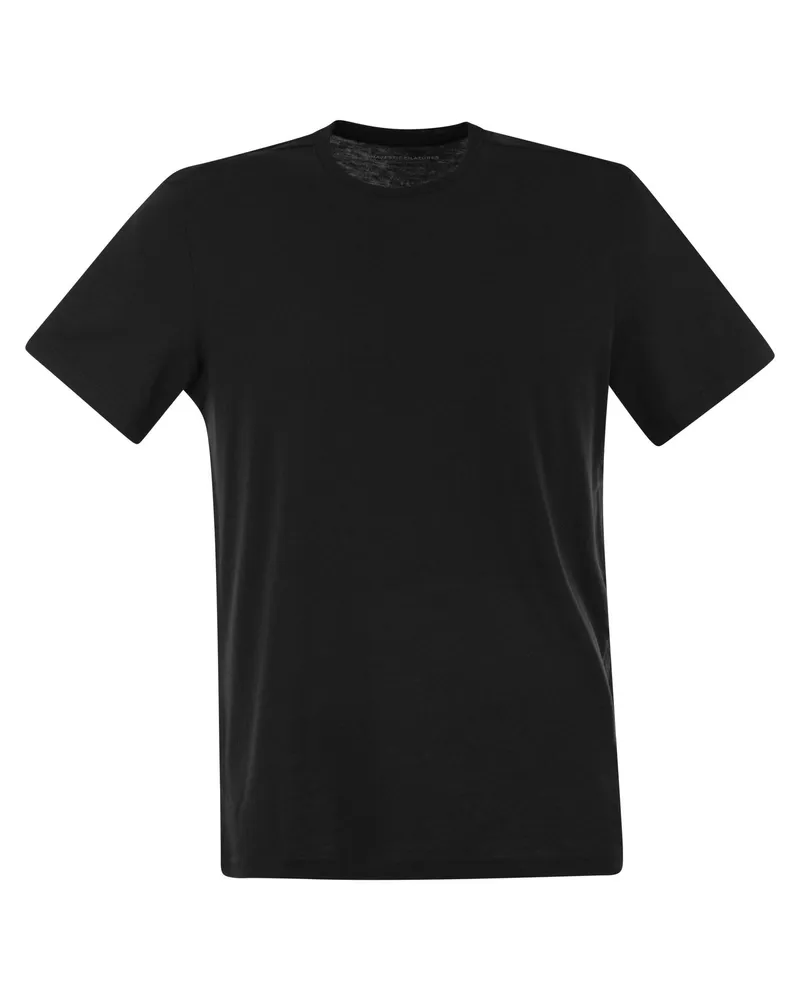 Majestic Majestätische Kurzarm -T -Shirt in Lyocell und Baumwolle Black