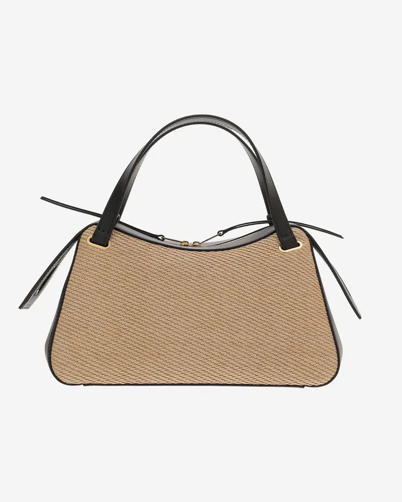 Jil Sander Dune-Tasche aus Leder und Rafia Natural